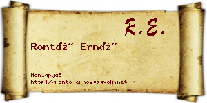 Rontó Ernő névjegykártya